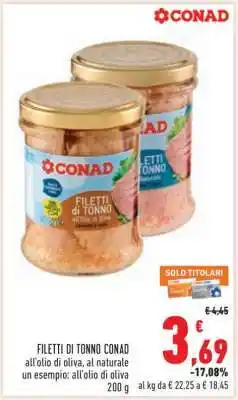 Conad Filetti di Tonno Conad offerta
