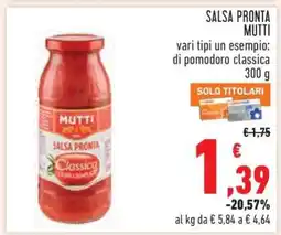 Conad SALSA PRONTA MUTTI offerta