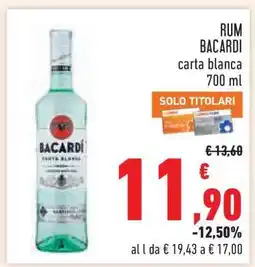 Conad RUM BACARDI carta blanca 700 ml offerta