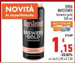 Conad BIRRA WARSTEINER brewers gold 500 ml offerta