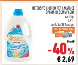 Conad Detersivo Liquido per Lavatrice Spuma di Sciampagna offerta