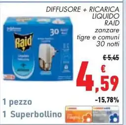 Conad DIFFUSORE + RICARICA LIQUIDO RAID offerta