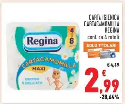 Conad Carta Igienica Cartacamomilla Regina offerta