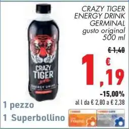 Conad CRAZY TIGER ENERGY DRINK GERMINAL offerta