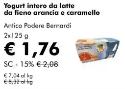 NaturaSì Yogurt intero da latte da fieno arancia e caramello Antico Podere Bernardi offerta