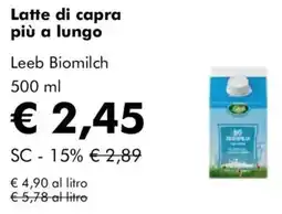 NaturaSì Latte di capra più a lungo Leeb Biomilch offerta