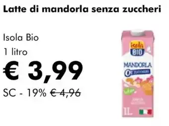 NaturaSì Latte di mandorla senza zuccheri Isola Bio offerta