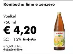 NaturaSì Kombucha lime e zenzero Voelkel offerta
