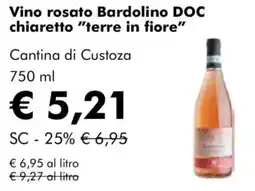 NaturaSì Vino rosato Bardolino DOC chiaretto "terre in fiore" Cantina di Custoza offerta