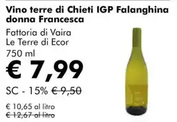 NaturaSì Vino terre di Chieti IGP Falanghina donna Francesca Fattoria di Vaira Le Terre di Ecor offerta