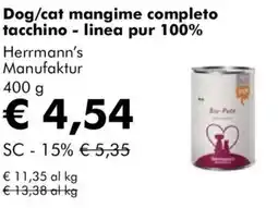 NaturaSì Dog/cat mangime completo tacchino linea pur 100% Herrmann's Manufaktur offerta