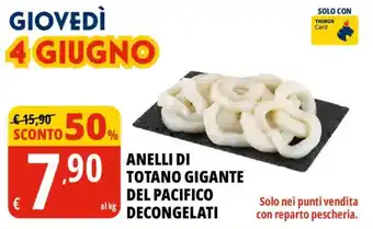 Anelli di totano gigante del pacifico decongelati