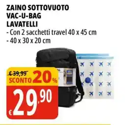 Tigros Zaino sottovuoto vac-u-bag LAVATELLI offerta