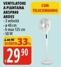 Tigros VENTILATORE A PIANTANA AR5PR40 ARDES offerta