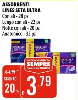Tigros Assorbenti LINES SETA ULTRA offerta