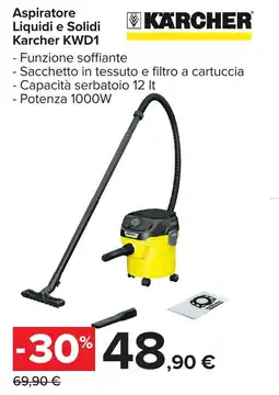 Carrefour Market Aspiratore Liquidi e Solidi Karcher KWD1 offerta