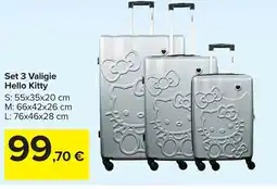 Carrefour Set 3 Valigie Hello Kitty offerta