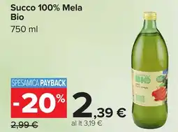 Carrefour Succo 100% Mela Bio offerta