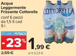 Carrefour Acqua Leggermente Frizzante Cottorella offerta