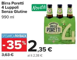 Carrefour Birra Poretti 4 Luppoli Senza Glutine offerta