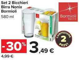 Carrefour Set 2 Bicchieri Birra Nonix Bormioli offerta