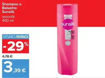 Carrefour Shampoo o Balsamo Sunsilk offerta
