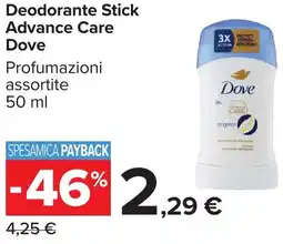 Carrefour Deodorante Stick Advance Care Dove offerta