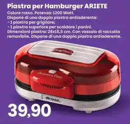 Prix Quality Piastra per Hamburger ARIETE offerta
