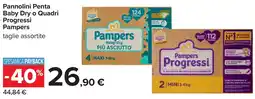 Carrefour Pannolini Penta Baby Dry o Quadri Progressi Pampers offerta