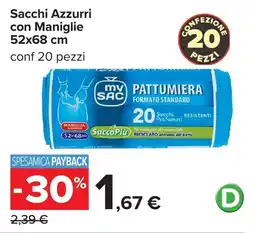 Carrefour Sacchi Azzurri con Maniglie 52x68 cm offerta
