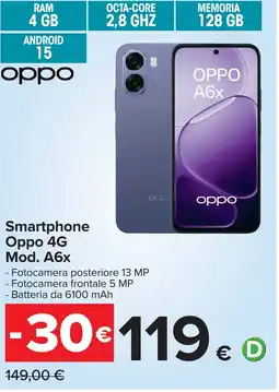 Carrefour Smartphone Oppo 4G Mod. A6x offerta