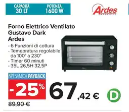 Carrefour Forno Elettrico Ventilato Gustavo Dark Ardes offerta
