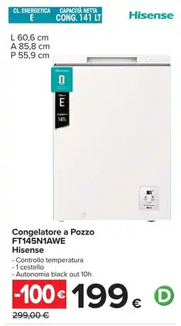 Carrefour Congelatore a Pozzo FT145N1AWE Hisense offerta