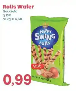 Prix Quality Happy swing rolls wafer nocciola offerta