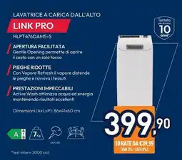 Unieuro HOOVER LAVATRICE A CARICA DALL'ALTO LINK PRO HLPT476DAM5-S offerta
