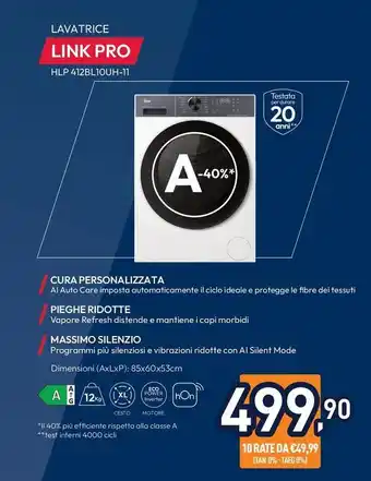 HOOVER LAVATRICE LINK PRO HLP 412BL10UH-11