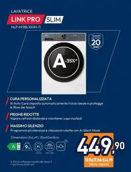 Unieuro HOOVER LAVATRICE LINK PRO SLIM, HLP 49SBL10UH-11 offerta