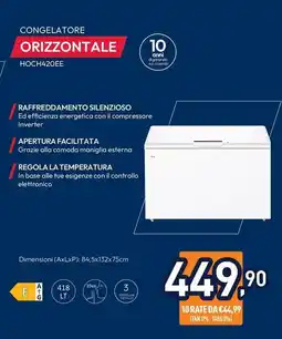 Unieuro HOOVER CONGELATORE ORIZZONTALE HOCH420EE offerta