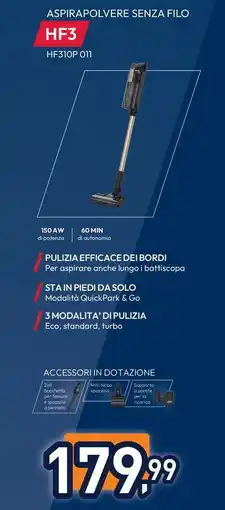 Unieuro HOOVER ASPIRAPOLVERE SENZA FILO HF3 offerta