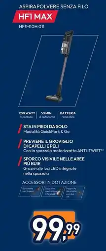Unieuro HOOVER ASPIRAPOLVERE SENZA FILO HF1 MAX offerta