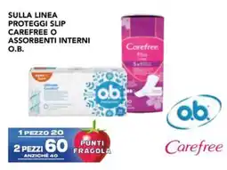 Esselunga Sulla linea proteggi slip carefree o assorbenti interni O.B. offerta