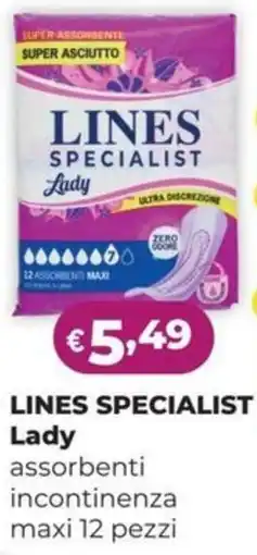 La Saponeria LINES SPECIALIST Lady assorbenti incontinenza maxi 12 pezzi offerta