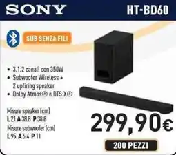 Unieuro SONY HT-BD60 offerta