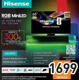 Unieuro Hisense 65UR9S offerta
