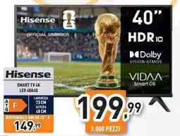 Unieuro Hisense SMART TV 4K LED 40A40 offerta