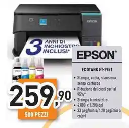 Unieuro EPSON ECOTANK ET-2951 offerta