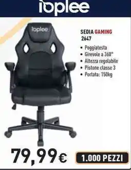 Unieuro Ioplee sedia gaming 2647 offerta