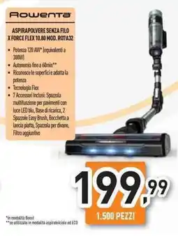 Unieuro Rowenta aspirapolvere senza filo x force flex 10.80 MOD. RO7A32 offerta