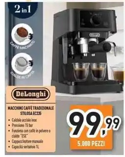 Unieuro Delonghi macchine caffè tradizionale stilosa EC235 offerta