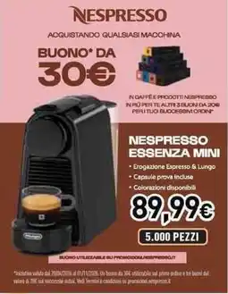 Unieuro Nespresso essenza mini offerta